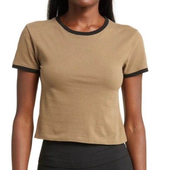 Outdoor Voices Tops - Outdoor Voices Ringer Short Sleeve in Coyote/Black XS NWT